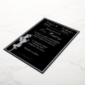 Rozen, Elegant Black Wedding, Silver Folie Uitnodiging (Gedraaid)