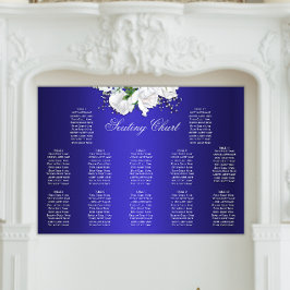  Rozen Elegant Blauw Bruiloft Zitkaarten Poster