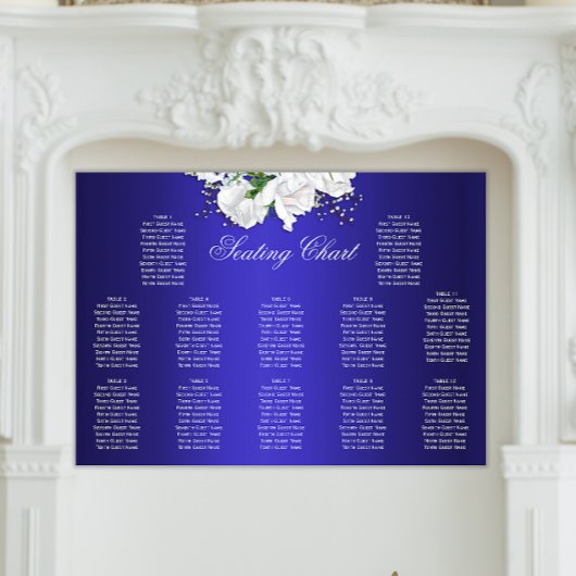  Rozen Elegant Blauw Bruiloft Zitkaarten Poster