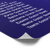  Rozen Elegant Blauw Bruiloft Zitkaarten Poster (Hoek)