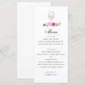 Rozen. Elegant roze bruiloft. Glas wijn Menu (Voorkant / Achterkant)