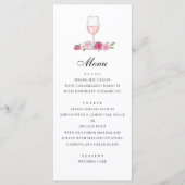 Rozen. Elegant roze bruiloft. Glas wijn Menu (Voorkant)