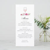 Rozen. Elegante roze bloem bruiloft. Glas wijn Menu (Staand voorkant)