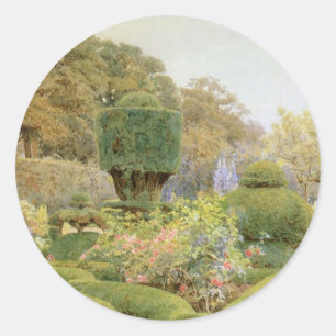 Rozen en anjers door Elgood, Vintage Engelse tuin Ronde Sticker