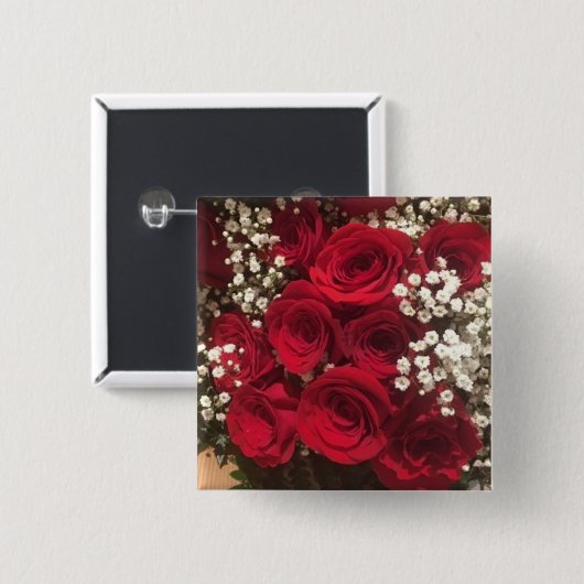 Rozen en babyluiers vierkante button 5,1 cm (Voorkant /achterkant)