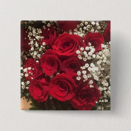 Rozen en babyluiers vierkante button 5,1 cm