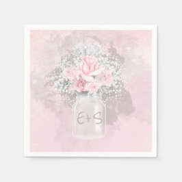 Rozen en baby's adem bruiloft servet