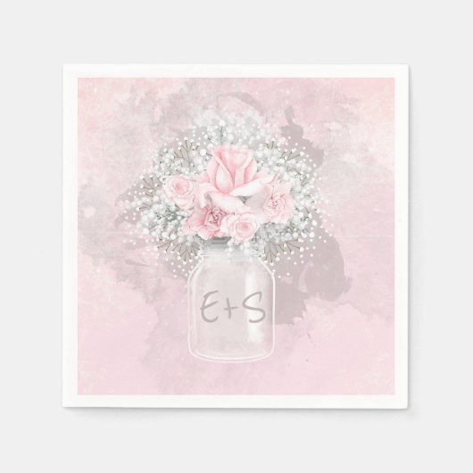 Rozen en baby's adem bruiloft servet (Voorkant)