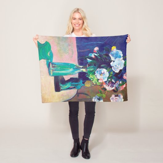 Rozen en beeldjes, gauguin fleece deken (In situ)