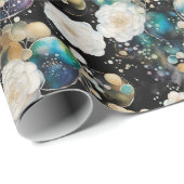 Rozen en bellen Abstract Cadeaupapier (Rol Hoek)