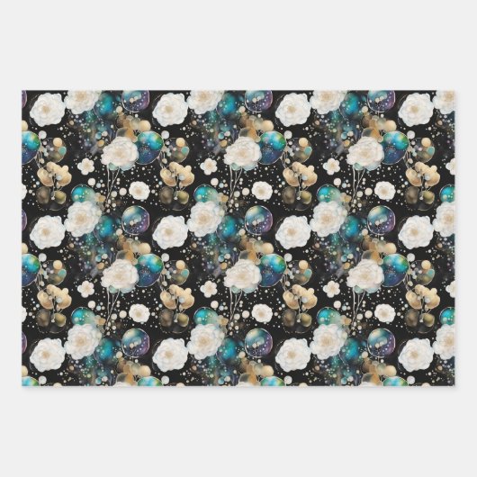 Rozen en bellen Abstract Inpakpapier Vel (Voorkant 3)