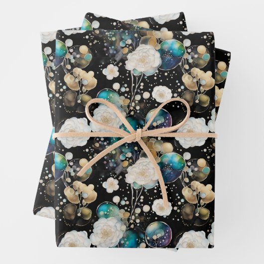 Rozen en bellen Abstract Inpakpapier Vel (In situ)