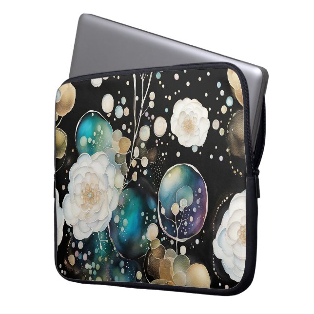 Rozen en bellen Abstract Laptop Sleeve (Voorkant Links)