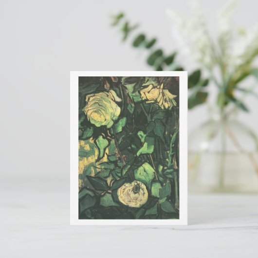 Rozen en bier, Van Gogh Fine Art Briefkaart (Staand voorkant)