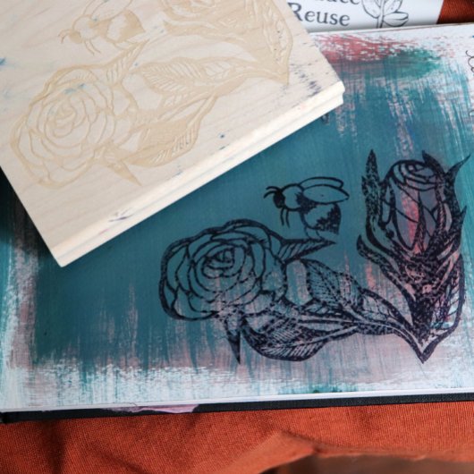 Rozen en bijen rubberstempel