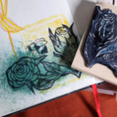 Rozen en bijen rubberstempel