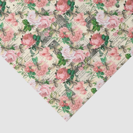 Rozen en bijen Tissuepapier (Detail)