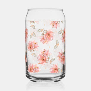 Rozen en bladeren blikvorm glas
