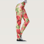 Rozen en bladeren bloemenmotief leggings (Rechts)