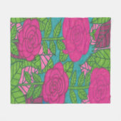Rozen en bladeren fleece deken (Voorkant (Horizontaal))