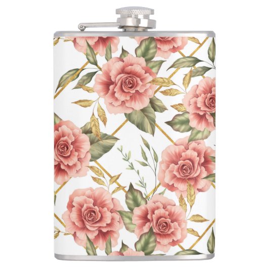 Rozen en bladeren heupfles (Voorkant)