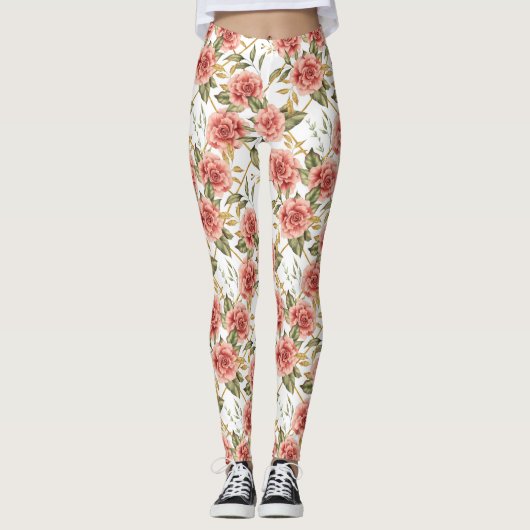 Rozen en bladeren leggings (Voorkant)