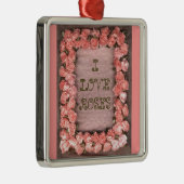 Rozen en bladeren Satin Lijst Square Ornament (Rechts)