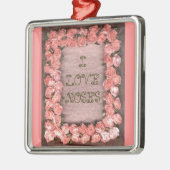 Rozen en bladeren Satin Lijst Square Ornament (Links)