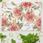 Rozen en bladeren theedoek (Gevouwen)