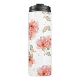 Rozen en bladeren thermosbeker