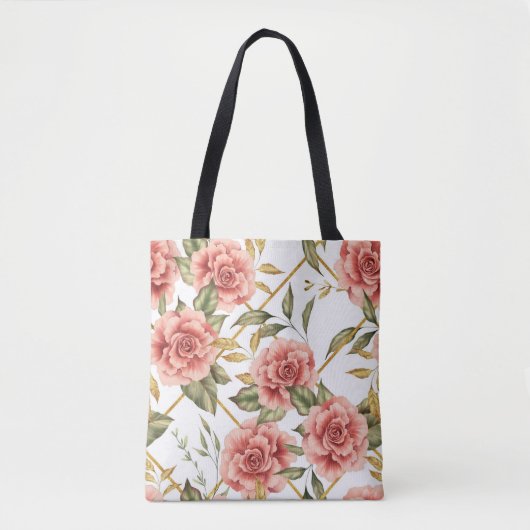 Rozen en bladeren tote bag (Voorkant)