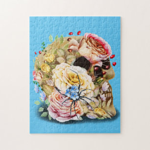 Rozen en blauw bloemspin legpuzzel