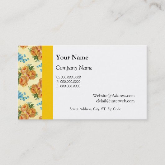  Rozen en Blauwe Bloemen Visitekaartjes (Voorkant)