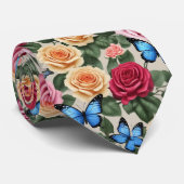 Rozen en blauwe vlinders stropdas (Opgerold)
