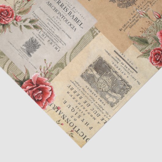 Rozen en boekpagina's Tissue Paper Tissuepapier (Detail)