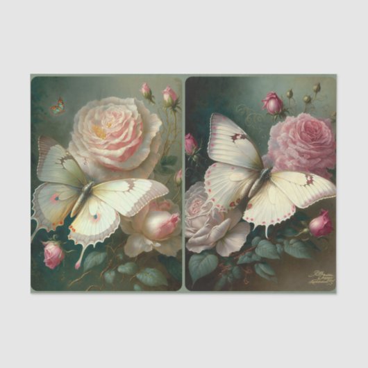 Rozen en botervliegen tissuepapier (Voorkant)