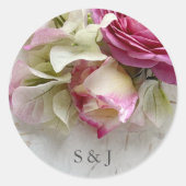 Rozen en bougainvillea ronde sticker (Voorkant)