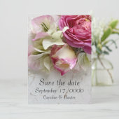 Rozen en bougainvillea save the date (Staand voorkant)
