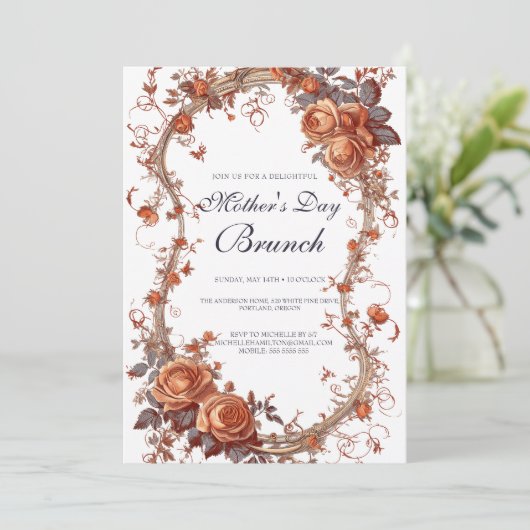 Rozen en brunches Moederdag Brunch Kaart (Staand voorkant)