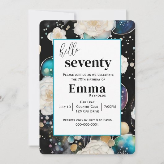 Rozen en bubbels Abstract 70e verjaardagsfeestje Kaart (Voorkant)