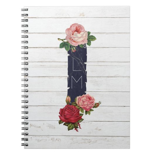 Rozen en Burlap Country Chic White Wood Notitieboek (Voorkant)