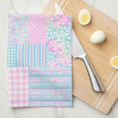 Rozen en Butterflies Faux Patchwork Kitchen Towel Theedoek (Quarter Fold)