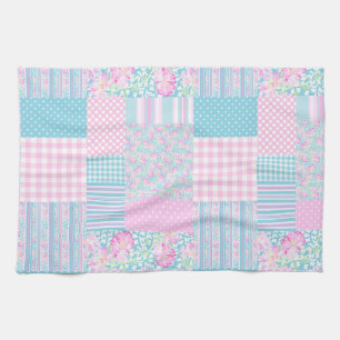Rozen en Butterflies Faux Patchwork Kitchen Towel Theedoek
