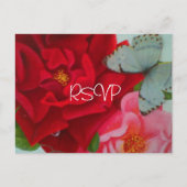 Rozen en Butterfly Wedding Noite RSVP met foto Uitnodiging Briefkaart (Voorkant)