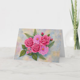 Rozen en Dahlias Bedankkaart Kaart
