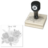 Rozen en Dahlias Custom Wooden Stamp Rubberstempel (Gestempeld)