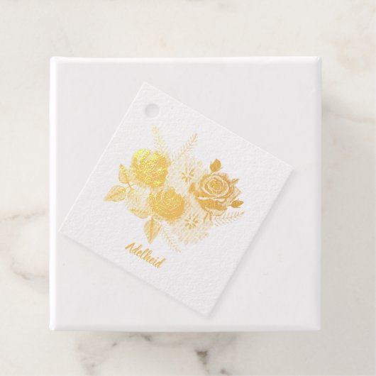 Rozen en Dahlias Folie Gift Label (Met doos)