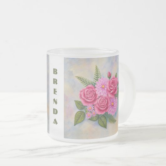 Rozen en Dahlia's Matglas Koffiemok (Voorkant rechts)