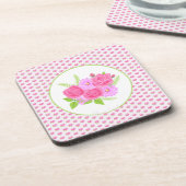 Rozen en Dahlias Pink Bier Onderzetter (Linkerzijde)