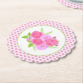 Rozen en Dahlias Pink Kartonnen Onderzetters (Gekanteld)